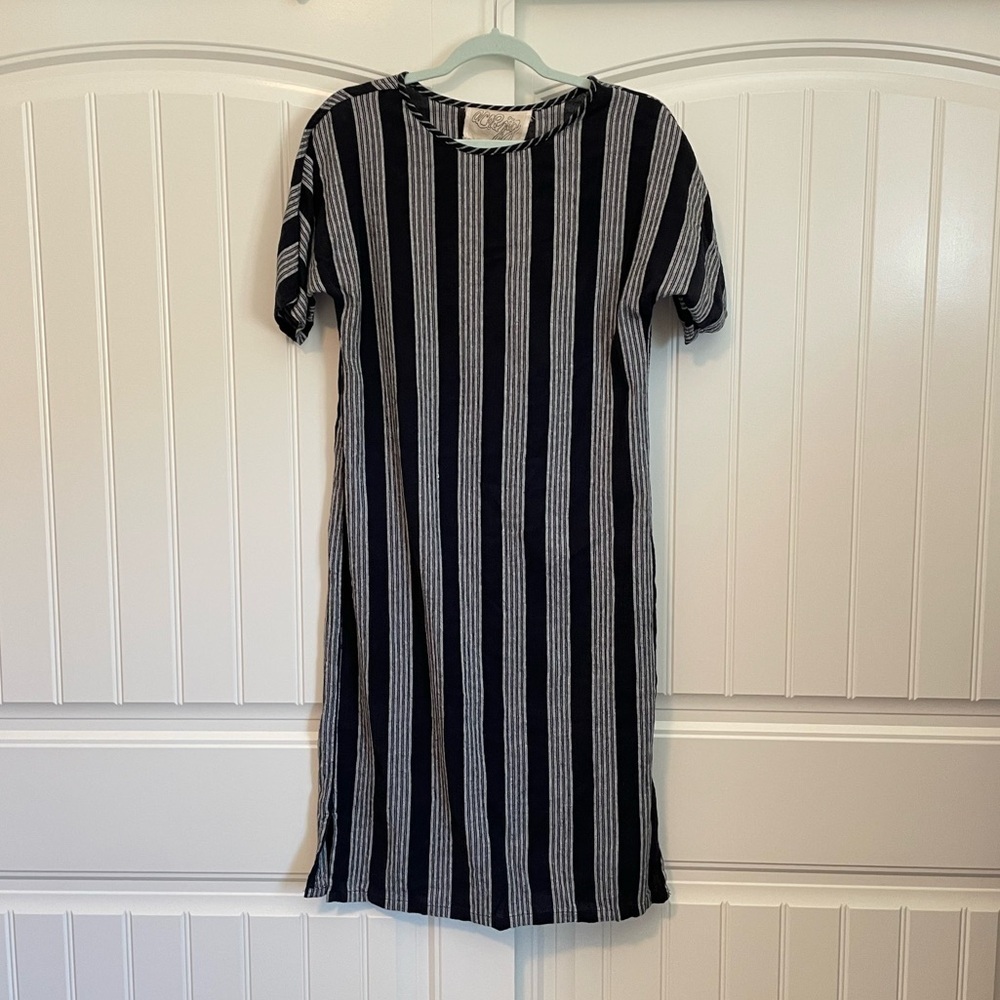 Ace & Jig black and white stripe short sleeve 100% cotton t shirt dress size XS